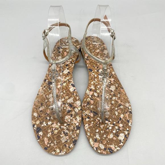 Tory Burch Shoes - Tory Burch Womens 11M Marion Quilted T Strap Sandals Shoes‎ Cork Thong Slingback